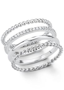 s.Oliver RED LABEL, Damen Ring-Set (Set, 4 tlg.), Silber