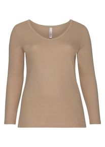 sheego Casual, Damen Klassisches Longshirt, Sand