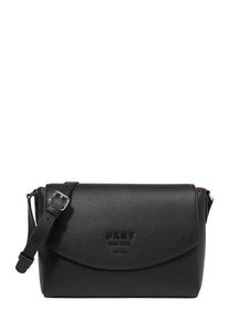 DKNY, Damen Umhängetasche 'NOHO - FLAP MESSENGER - PEBBLE', Schwarz / Silber