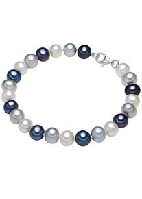 Valero Pearls, Damen Silberarmband mit Perlenbesatz, Opal / Dunkelblau / Silber / Naturwei&szlig;