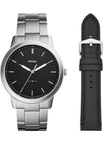 Fossil, Herren Quarzuhr 'THE MINIMALIST 3H, FS5451SET', Schwarz / Silber