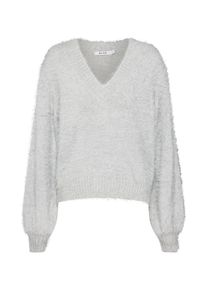 NA-KD, Damen Pullover 'hairy deep v-neck sweater', Grau
