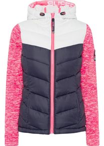 Superdry, Damen Steppjacke 'STORM HYBRID', Nachtblau / Pink / Weiß