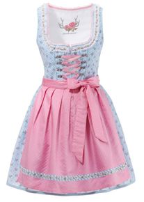 Stockerpoint, Damen Dirndl kurz mit Bänderschnürung, Hellblau / Rosa