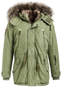 Khujo, Herren Parka 'UNKAR SOLID WITH INNER FUR JACKET', Oliv