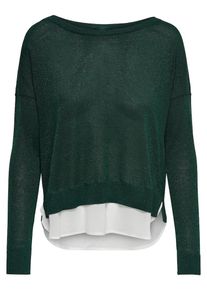 Only, Damen Strickpullover, Dunkelgr&uuml;n / Wei&szlig;