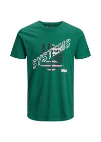 Jack & Jones JACK & JONES, Herren T-Shirt, Graphit / Smaragd / Weiß