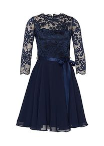 Swing, Damen Spitzenkleid mit Chiffon-Rock, Navy