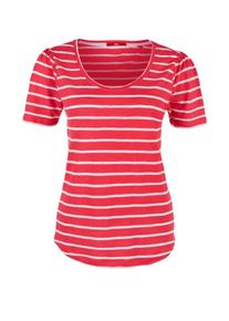 s.Oliver RED LABEL, Damen Leinen-Shirt, Rot / Wei&szlig;