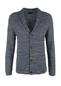 s.Oliver RED LABEL, Herren Strickjacke, Taubenblau / Wei&szlig;
