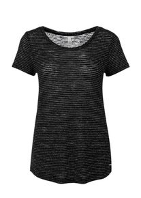 Q/S Designed By, Damen Shirt mit Lurex-Ringeln, Schwarz
