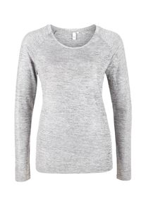 Q/S Designed By, Damen Longsleeve im Metallic-Look, Graumeliert