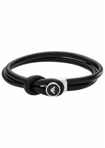 Emporio Armani, Herren Lederarmband, Schwarz / Silber