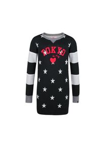 WE Fashion, Mädchen Kleid 'Coldy', Grau / Hellgrau / Hellrot / Schwarz