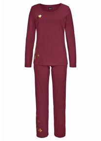 Arizona, Damen Pyjama, Gold / Bordeaux