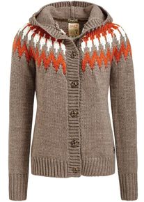 Khujo, Damen Strickjacke ' MERNA ', Braun / Rot / Wei&szlig;