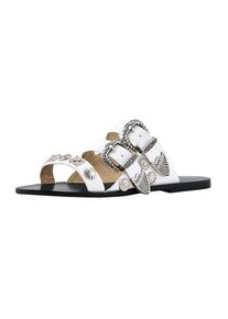 Heine, Damen Sandalette, Silber / Wei&szlig;