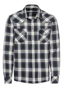 Diesel, Herren Hemd 'S-EAST-LONG-A HEMD', Grau / Schwarz