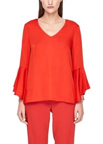 s.Oliver BLACK LABEL, Damen Viskosebluse mit Volants, Hellrot