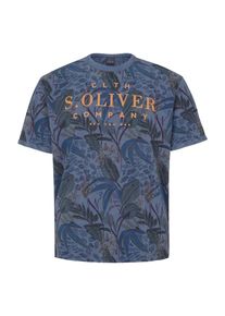 s.Oliver RED LABEL, Herren Shirt, Taubenblau / Mischfarben / Orange