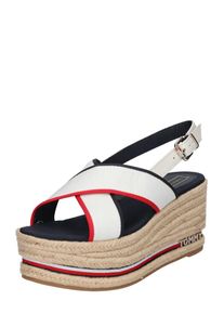 Tommy Hilfiger, Damen Sandale 'FLATFORM SANDAL CORPORATE RIBBON', Blau / Rot / Wei&szlig;