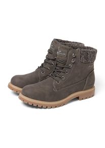 Tom Tailor, Damen Schnürstiefelette, Braun / Dunkelgrau
