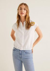Mango, Damen Bluse 'Burrata-H', Karamell / Honig / Weiß