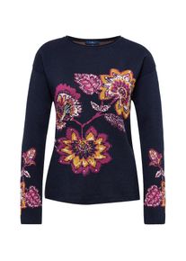 Tom Tailor, Damen Pullover, Nachtblau / Dunkelorange / Neonpink