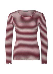 Only, Damen Shirt 'onyBELLA L/S RIB TOP JRS', Grau / Rot