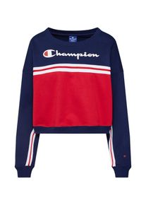 Champion Authentic Athletic Apparel, Damen Sweatshirt 'Rochester Crewneck Croptop', Navy / Rot / Weiß