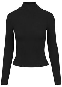 Urban Classics, Damen Longsleeve mit Turtleneck, Schwarz