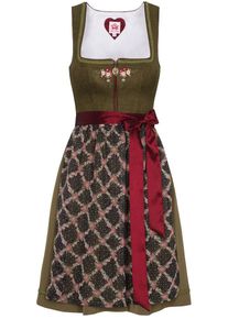 Spieth & Wensky SPIETH & WENSKY, Damen Dirndl "Helmina", Oliv / Rosé / Schwarzmeliert