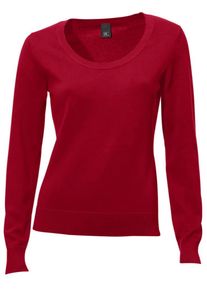 Heine, Damen Rundhals-Pullover, Rubinrot
