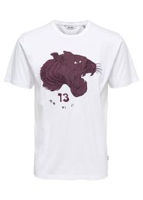 Only & Sons Only & Sons, Herren T-Shirt, Beere / Weiß