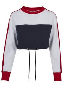 Urban Classics, Damen 3-Tone Stripe Crew, Nachtblau / Rot / Wei&szlig;