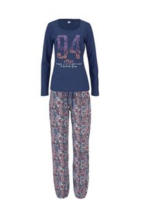 s.Oliver RED LABEL, Damen Pyjama mit mehrfarbigem Paisleymuster, Blau / Mischfarben