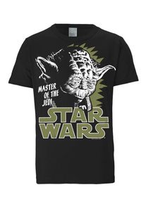logoshirt, Herren T-Shirt 'Yoda', Oliv / Schwarz / Wei&szlig;