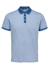 Selected Homme, Herren Poloshirt, Himmelblau / Weiß