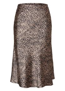 Pieces, Damen Satin Leoparden Rock, Hellbeige / Schwarz