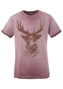 Marjo, Herren Trachtenshirt in gerader Form, Altrosa