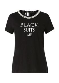 Hallhuber, Damen Statet-Shirt, Schwarz / Weiß