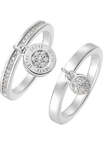 JETTE, Damen Ring, Silber / Wei&szlig;