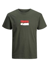 Jack & Jones JACK & JONES, Herren T-Shirt, Dunkelgelb / Dunkelgrün / Feuerrot