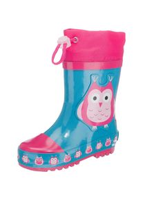 Playshoes, M&auml;dchen Gummistiefel 'EULE', Blau / Hellpink / Dunkelpink