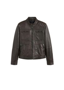 Mango Man, Herren Lederblouson, Dunkelbraun
