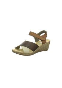 Rieker, Damen Sandalen, Beige / Braun / Dunkelbraun