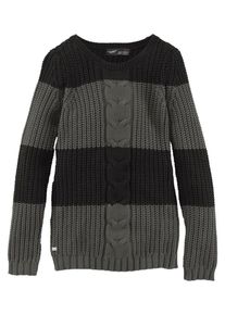 Arizona, Damen Rundhalspullover, Dunkelgrau / Schwarz