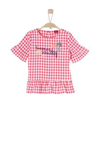 s.Oliver Junior, Mädchen Kurzarm-Bluse mit Volants, Rot / Weiß