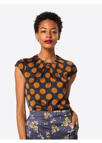 comma, Damen Satinbluse, Ocker / Schwarz