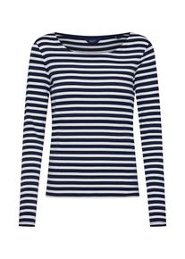 Gant, Damen Shirt '1X1 RIB LS T-SHIRT', Creme / Dunkelblau